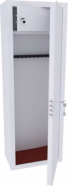 Armadio Blindato Portafucili MEGAOFFERTE in Acciaio con Cassetto Tesoretto e Serratura a Doppia Mappa, 10 Posti, Colore Bianco Opaco, H: 148 cm, L: 53.5 cm, P: 32 cm – 1