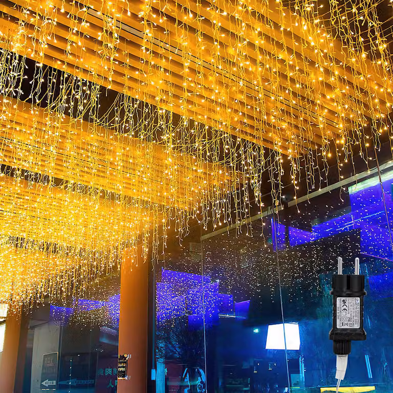 Jopassy 10m 400 LED pioggia di ghiaccio tenda luci di Natale luci fiabesche festa all'aperto giardino decorazione di Natale bianco caldo