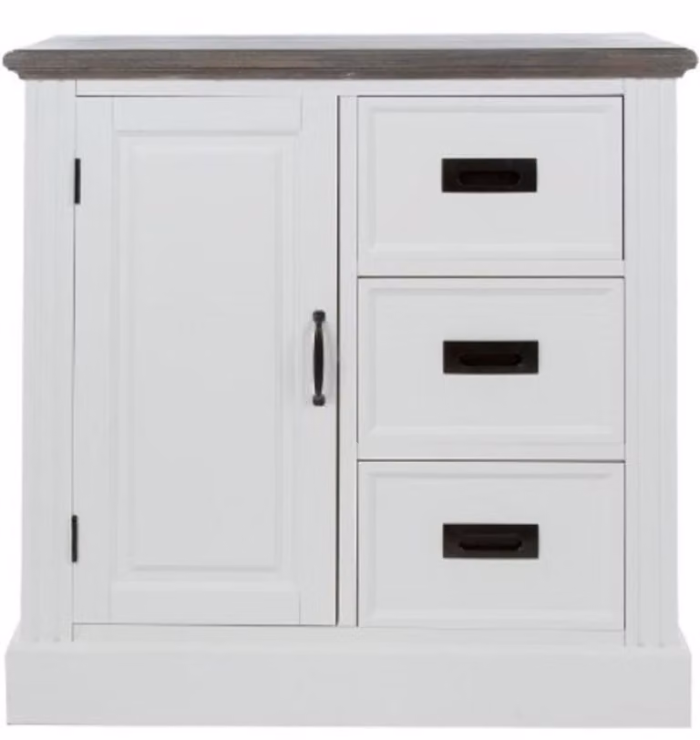 Casa Padrino cassettiera in stile country con anta e 3 cassetti bianco/grigio 80 x 40 x h. 85 cm - Mobili in stile country