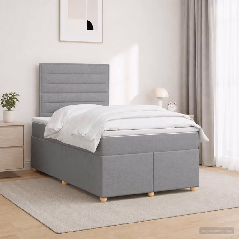 Maison Exclusive - Letto boxspring con materasso Grigio chiaro 120 x 200 cm Tessuto