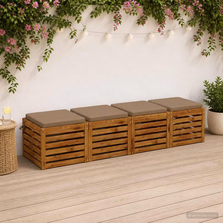 Set di 4 cuscini per sedia vidaXL in poliestere con imbottitura in schiuma, fodera lavabile e resistente ai raggi UV, colore tortora/grigio/beige