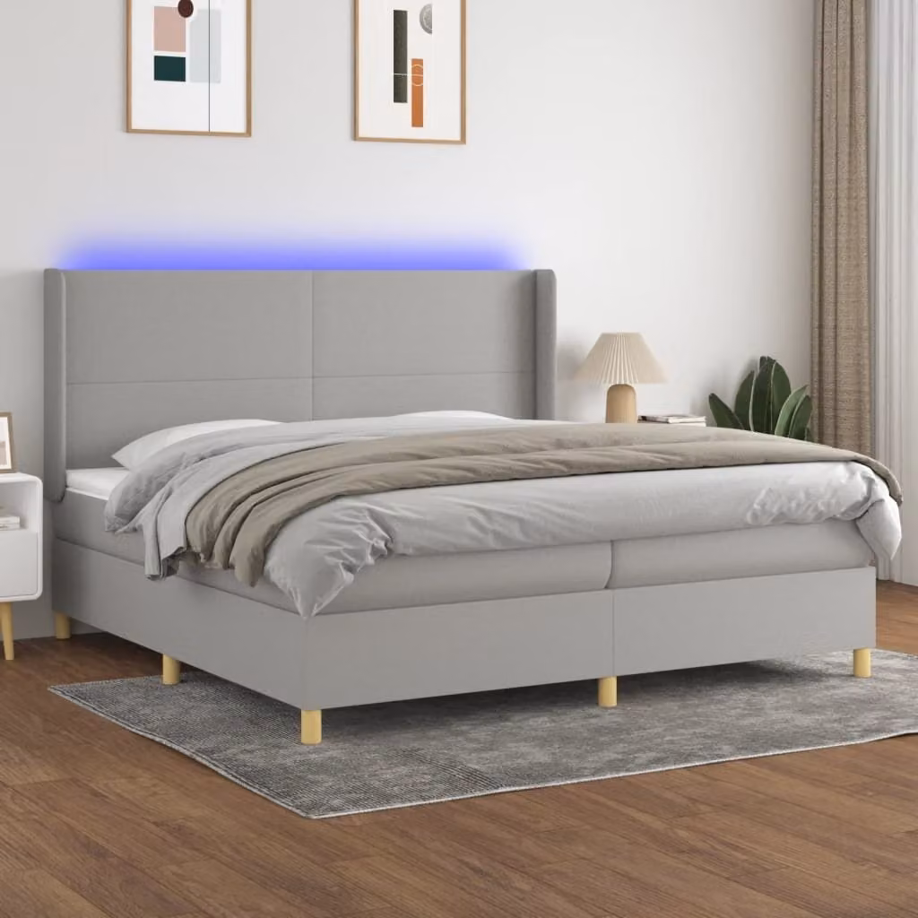 Maison Exclusive - Letto a Molle Materasso e LED Grigio Chiaro 200x200 cm Tessuto