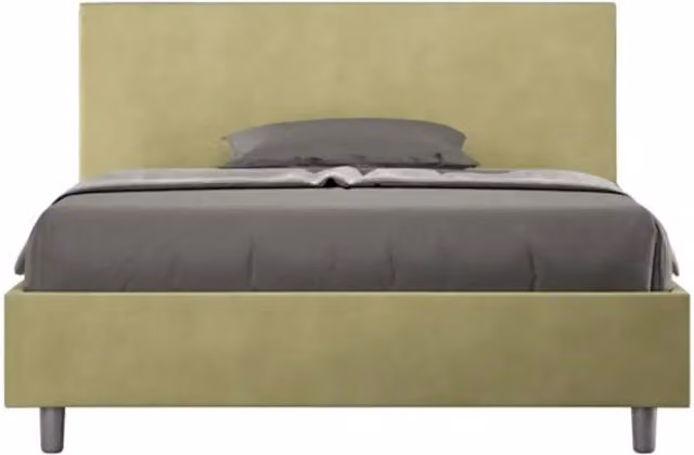 Letto matrimoniale francese senza rete imbottito 140x210 microfibra tè verde Adele
