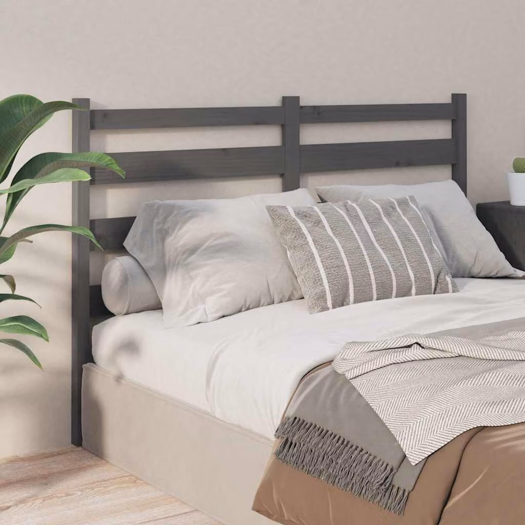 Testiera per letto vidaXL in legno massello di pino, colore grigio, L: 166 cm, P: 4 cm, H: 100 cm