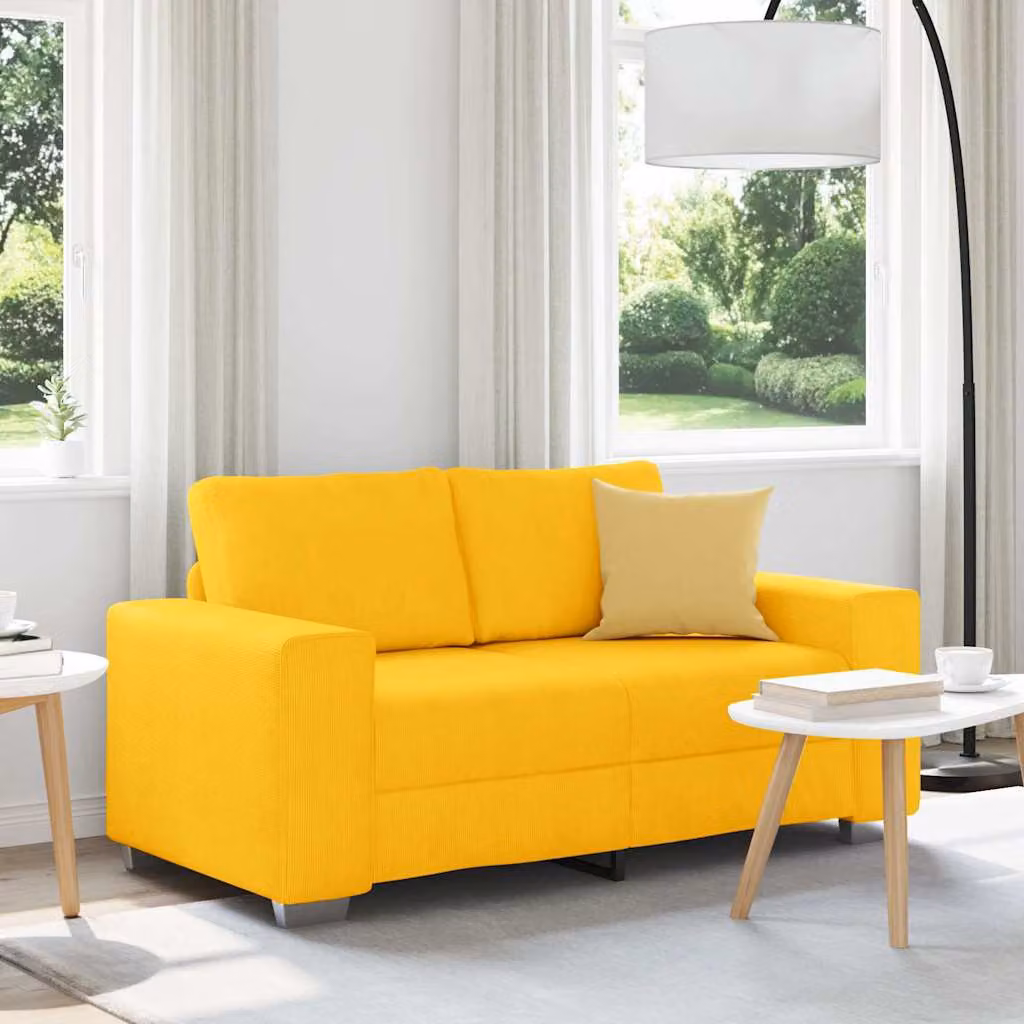 Divanetto moderno vidaXL in velluto giallo con design lineare L: 160 cm, P: 77 cm, H: 82 cm