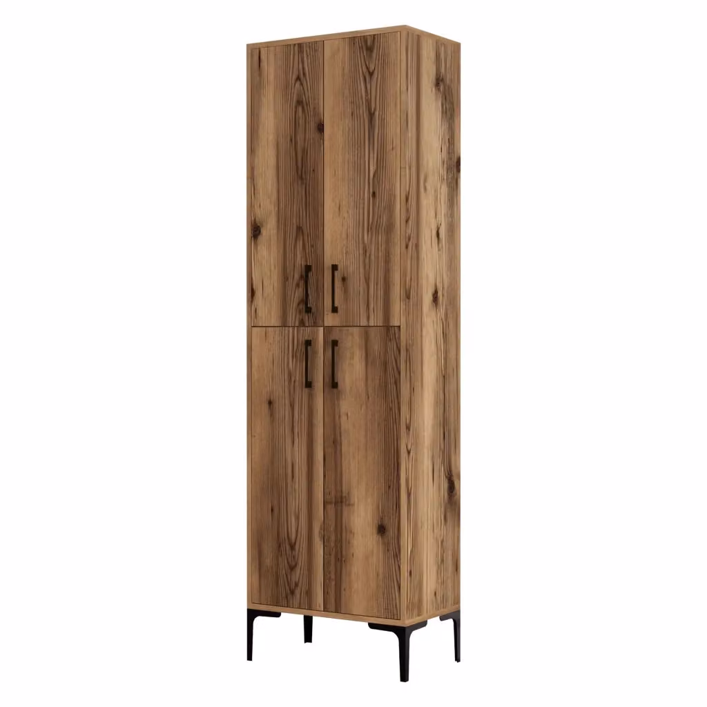 Laino, Armadio Multiuso DMORA con 6 Ripiani e Ante a Battente, Marrone, L: 60 cm, H: 200 cm – 2