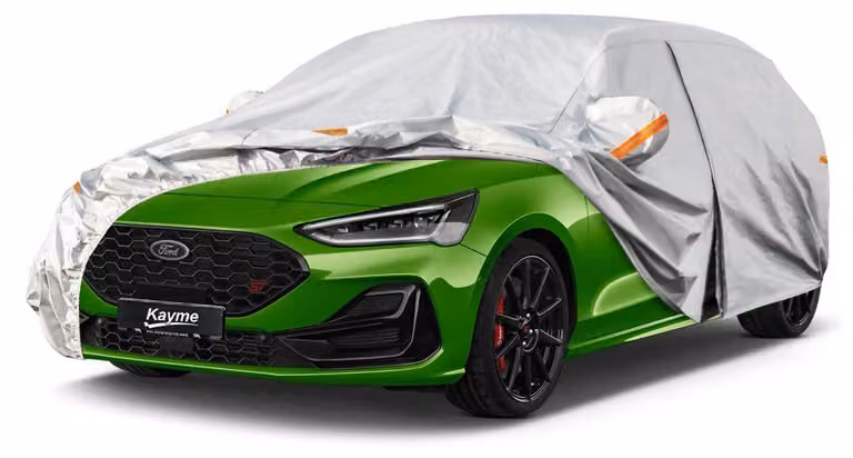 Copertura per auto impermeabile e traspirante, compatibile con Ford Focus hatchback (dal 1999 al 2025), colore argento