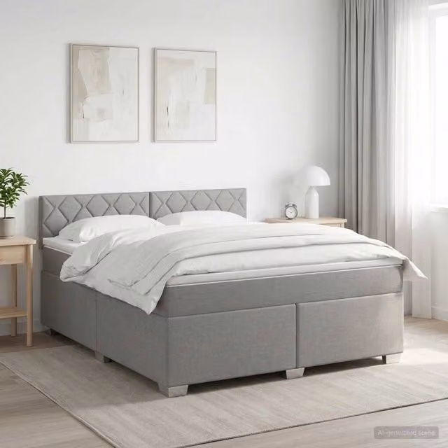 Letto box spring con materasso ibrido vidaXL Grigio Chiaro L/P: 160 x 200 cm – 1