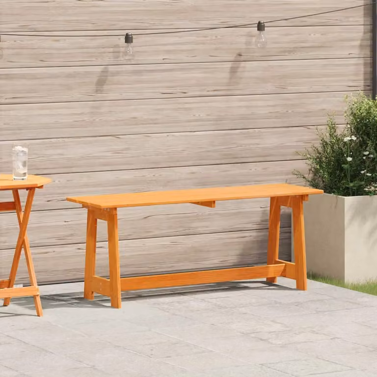 Panchina da esterno vidaXL in pino massello marrone L: 119 cm, P: 37 cm, H: 47 cm