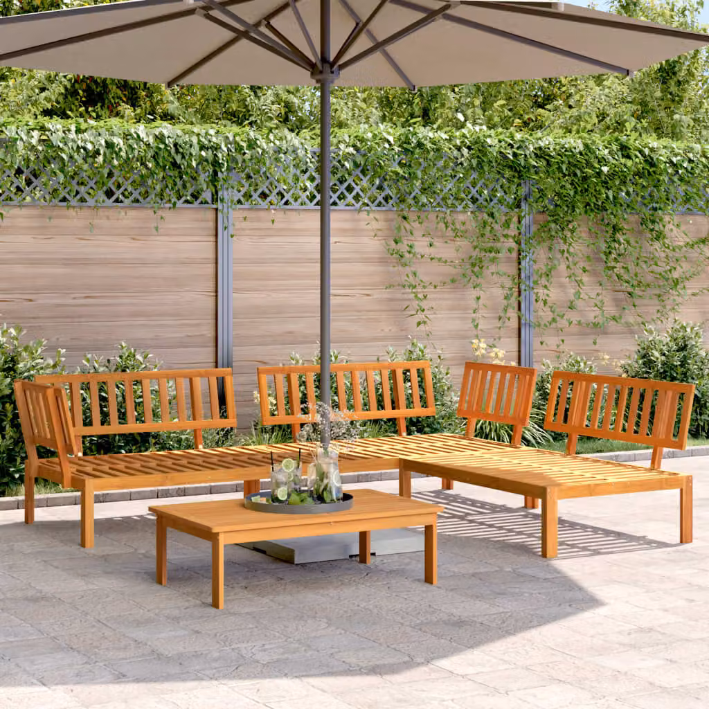 Set Divano da Giardino vidaXL in Legno di Acacia Marrone con Cuscini, 4 Pezzi a Forma di L per Terrazza e Giardino – 1