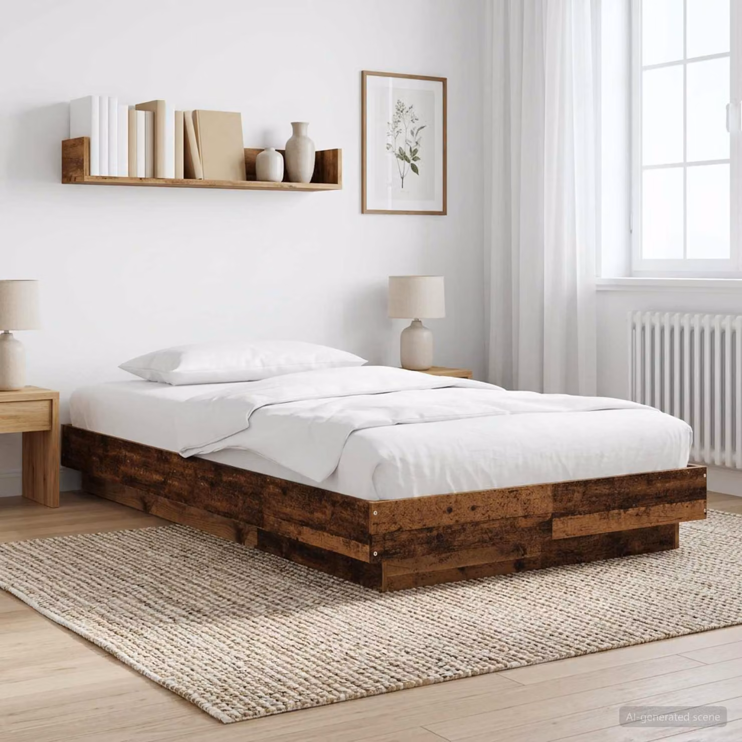 Struttura letto a pavimento vidaXL in legno color marrone L: 140 cm, P: 212 cm, H: 23 cm