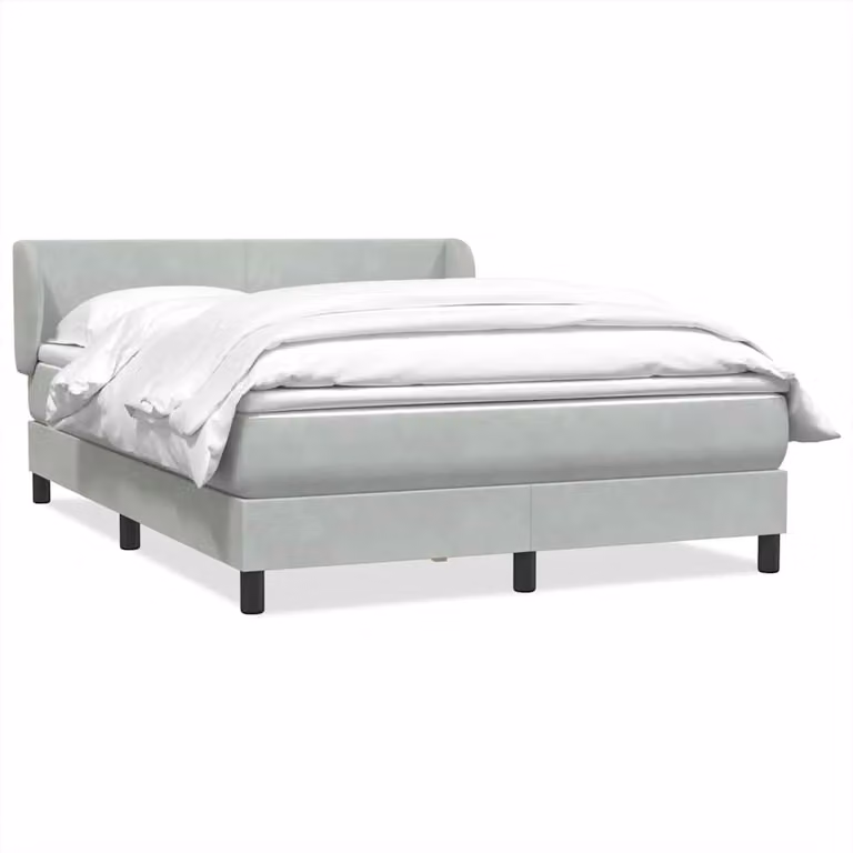 vidaXL Letto Ibrido con Giroletto a Molle e Materasso in Velluto Grigio Chiaro L: 163 cm, P: 213 cm