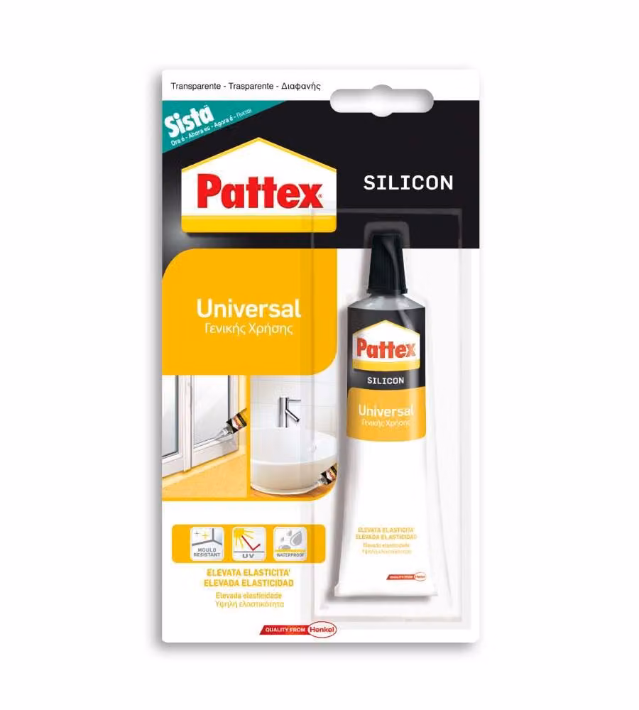 Pattex Sigillante Silicone Universale Trasparente 50 ml per Interni ed Esterni