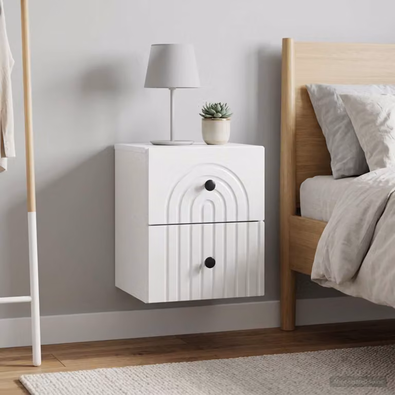 Set di 2 comodini sospesi vidaXL in bianco lucido L 33 cm, P 34,5 cm, H 40 cm