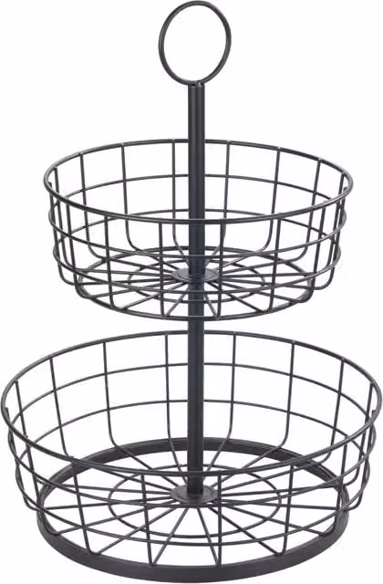 Contenitore portafrutta Wenko a 2 ripiani con gancio appendibile in metallo nero L: 39,0 cm, P: 28,0 cm, H: 28,0 cm