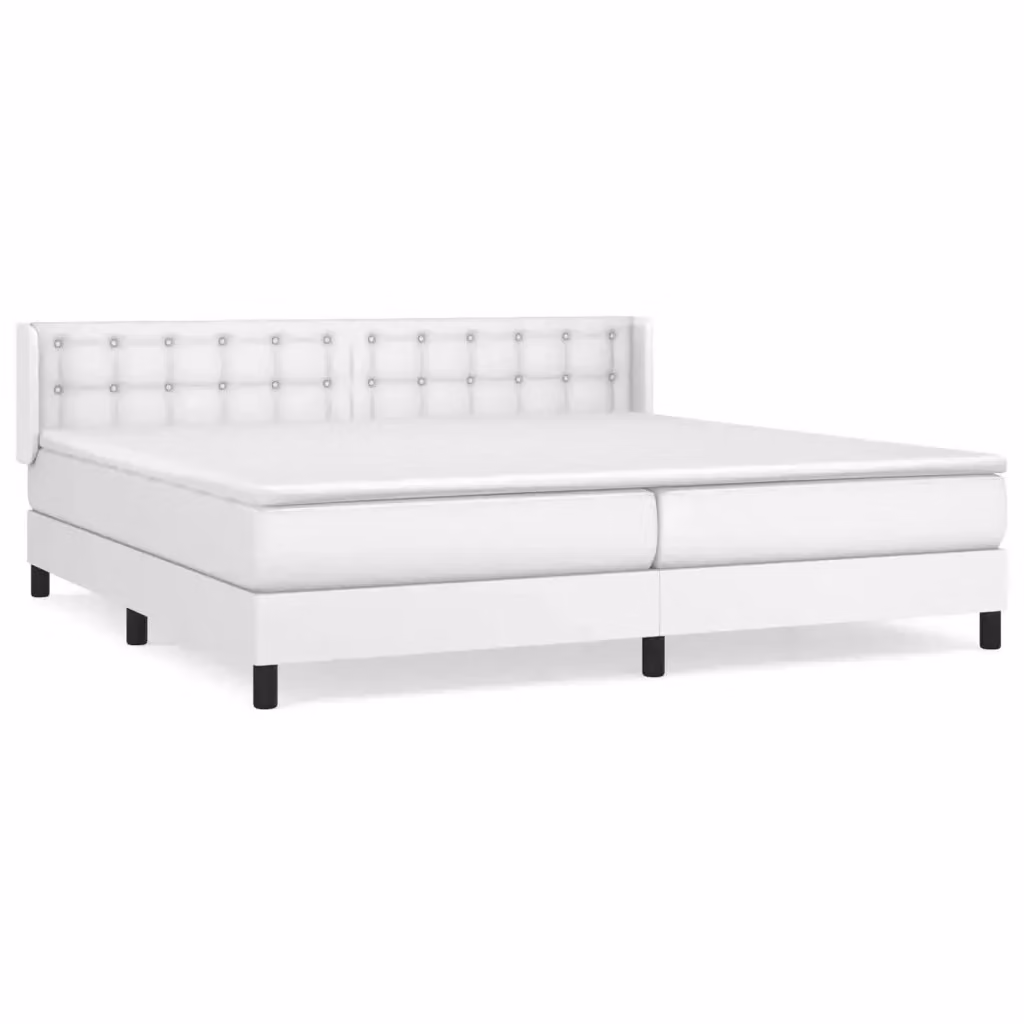 vidaXL Giroletto a Molle con Materasso Bianco in Similpelle L/P: 200 x 200 cm – 2