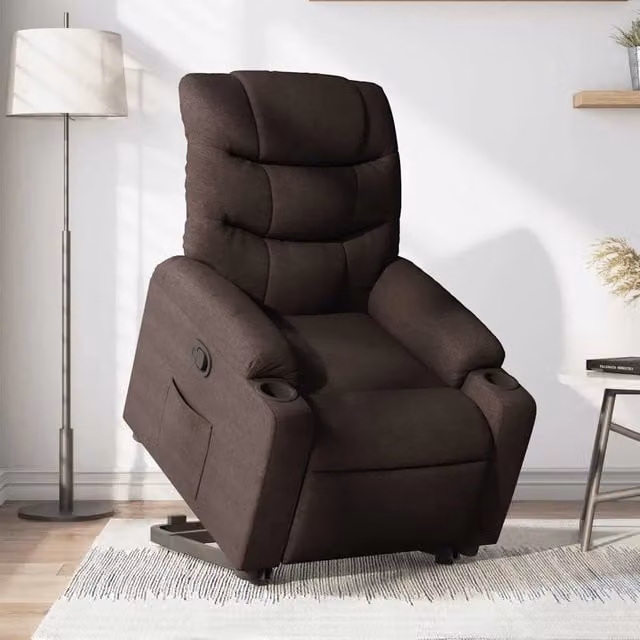 Poltrona Alzapersona Reclinabile vidaXL in Tessuto Marrone con Supporto Elettrico per Senior – 1