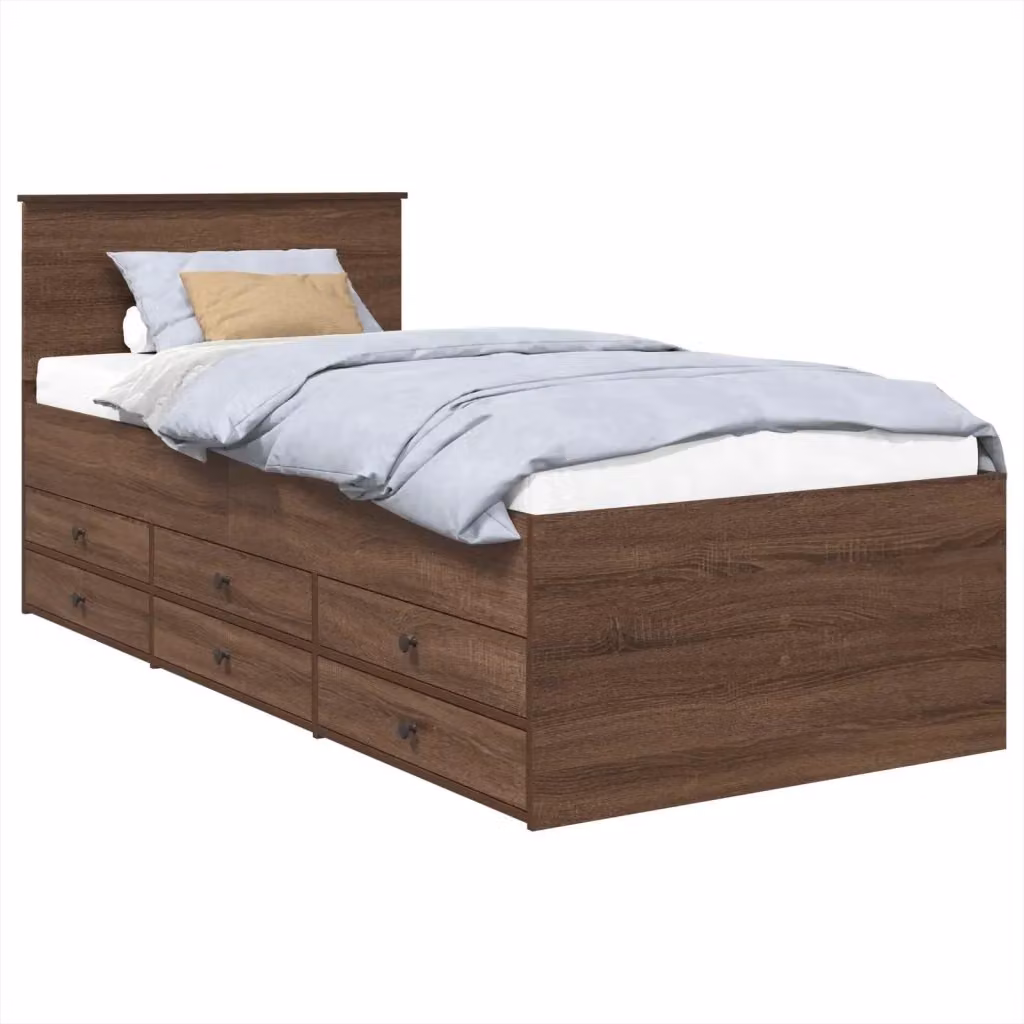 Daybed vidaXL in legno rovere marrone e nero con cassetti, L 80 x P 190 cm – 2
