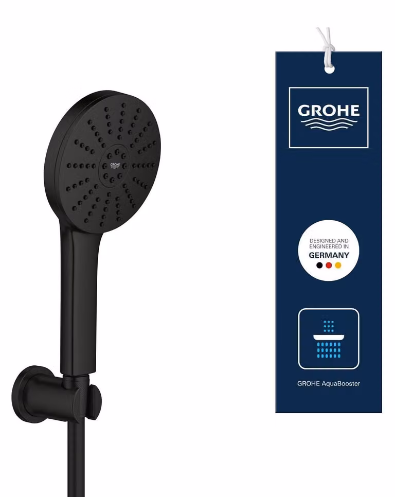 Set doccia Vitalio Joy+ 120, 3 getti, 6,3 litri/minuto, finitura nero opaco