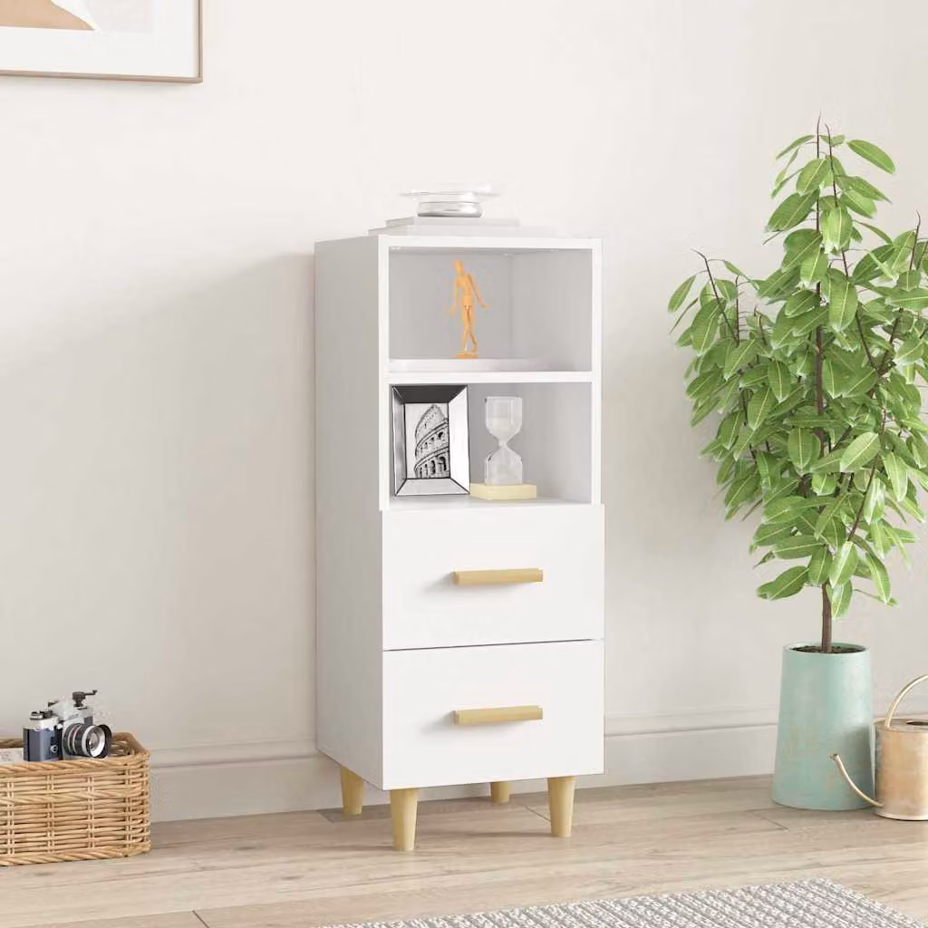 Credenza bianca moderna vidaXL in legno multistrato da appendere a parete L: 34,5 cm, P: 34 cm, H: 90 cm
