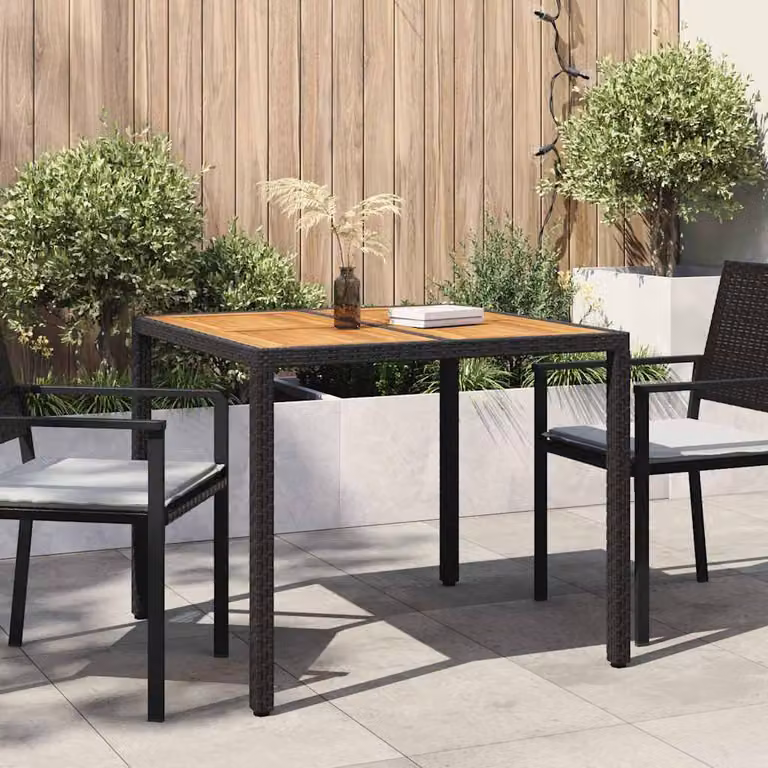 Tavolo da giardino quadrato vidaXL in polyrattan nero L 90 x P 90 x H 75 cm