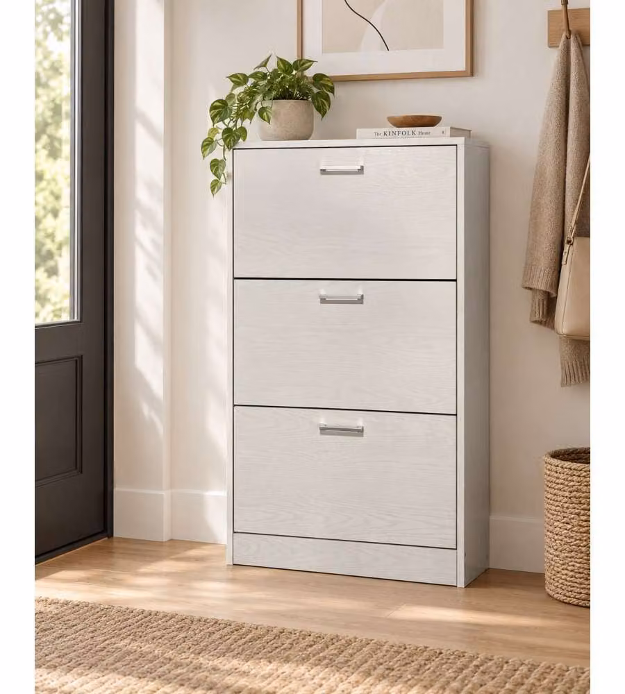Domo Mea Scarpiera 3 Ribalte Bianco Frassino 60x24x117 cm Salvaspazio