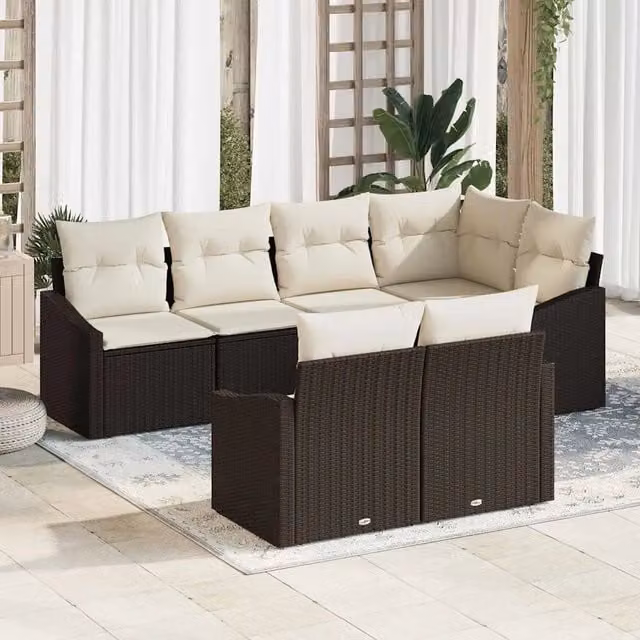 Set di divani 7 pz Marrone polyrattan 3346758