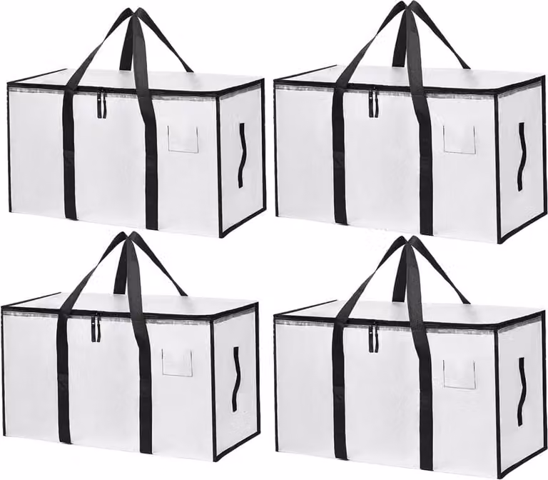 Sacchetti per riporre i vestiti, capacità 91 litri, confezione da 4 pezzi, trasparenti, impermeabili, ideali per la camera da letto