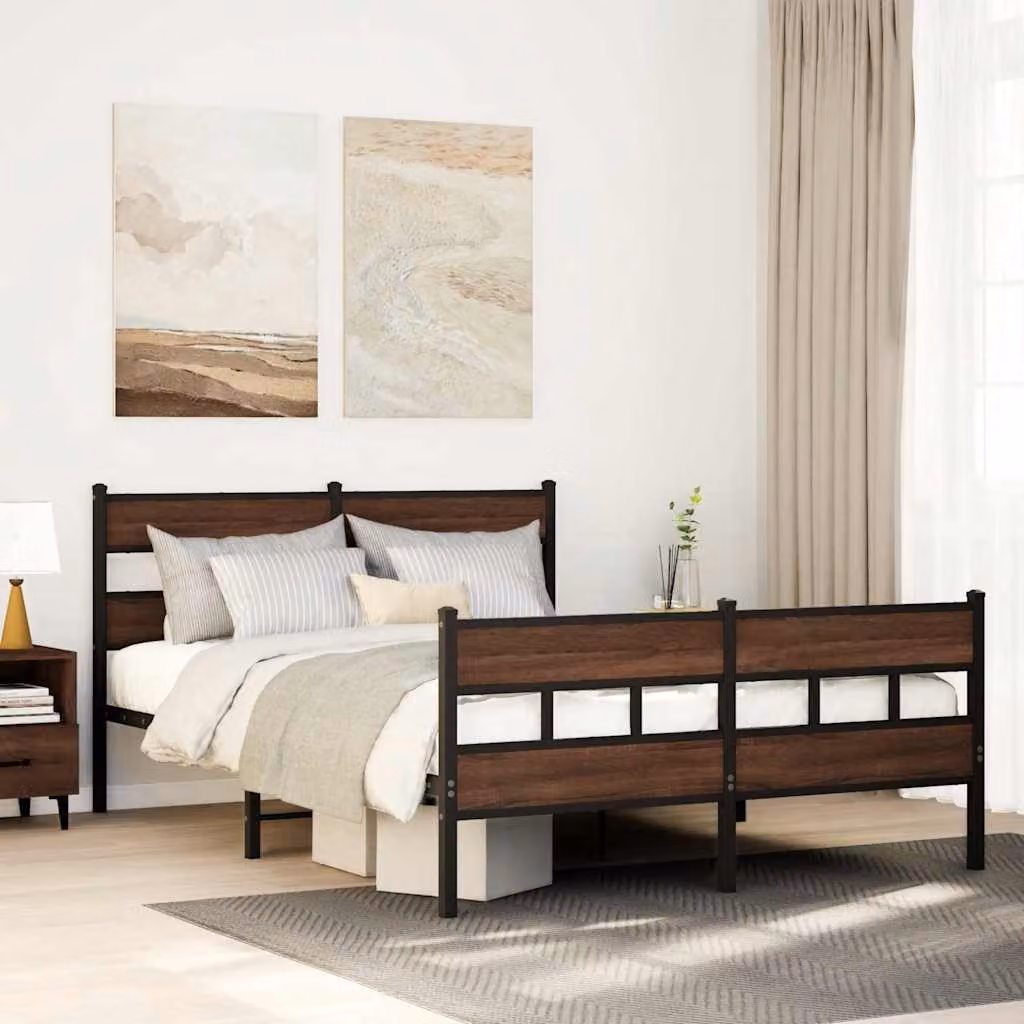 Giroletto in metallo e legno vidaXL color rovere marrone L 200 cm x P 160 cm x H 91,5 cm – 1