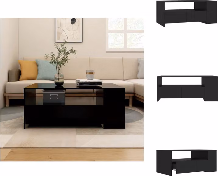 vidaXL Tavolino nero 102x55x42 cm in legno - Tavolini da caffè