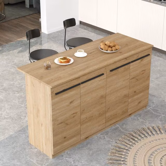 Mobile Dispensa Fossalto, Isola da Cucina 2 Ripiani, 160x60x90h cm Marrone Rovere