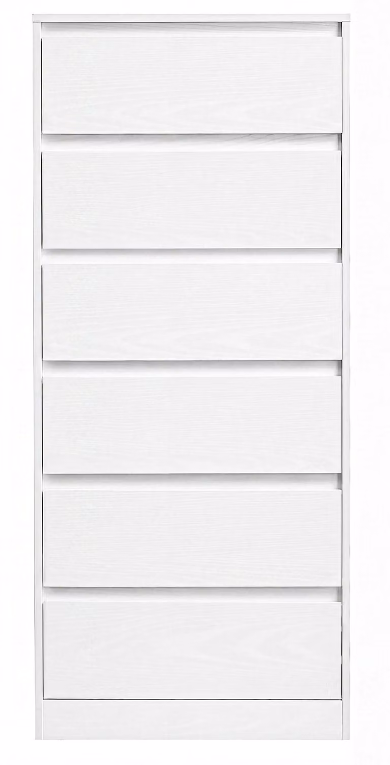 Comodino con 6 cassetti | Bianco | 48x30x111,2 cm