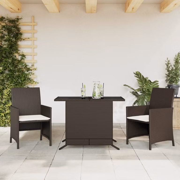 Maison Exclusive - Set da bistrot 3 pezzi con cuscini Marrone Poly Rattan