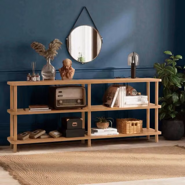 Libreria DMORA Fulgence con 3 Ripiani, Colore Marrone Quercia, L: 180 cm, P: 35 cm, H: 75 cm – 1