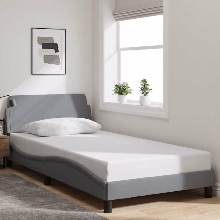 Giroletto vidaXL Dover Grigio con Struttura Imbottita e Doghe in Legno L/P/H: 100 x 200 x 208 cm