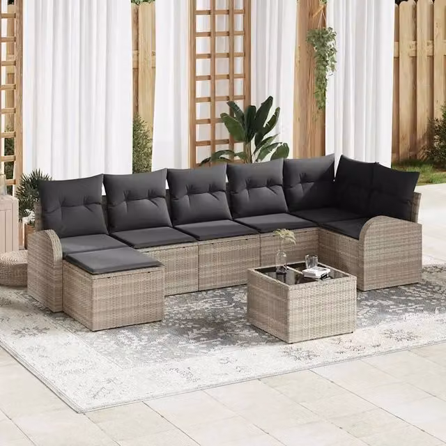 Set Divano da Giardino 8 pz Grigio chiaro 3346142