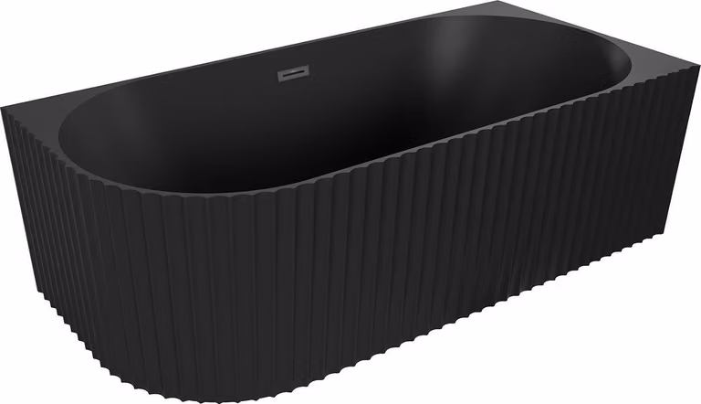 Mexen Gia vasca da bagno freestanding angolare scanalata destra 170 x 80 cm, nero opaco, troppopieno nero - 52701708071P-70