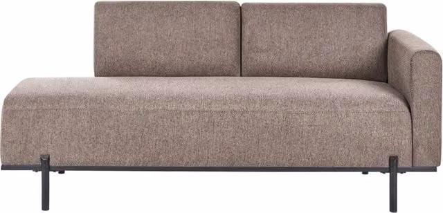 Chaise Lounge a destra marrone in finto lino Stile minimalista Gambe in metallo Chaise da salotto