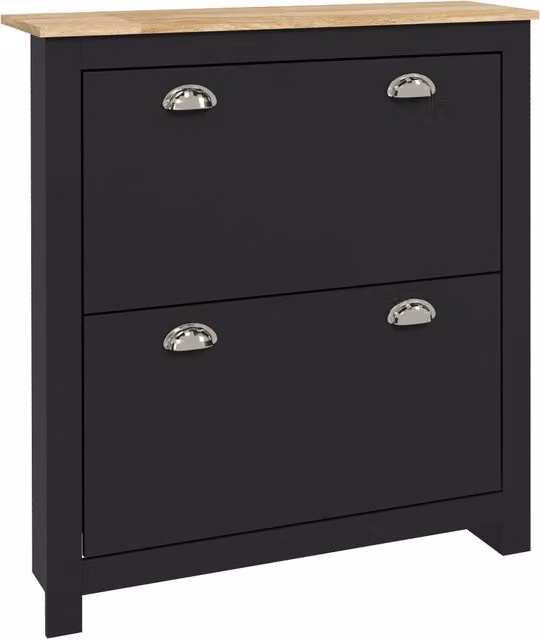 Armadio per Scarpe 2 Ante ¨C zephmum ¨C Nero Quercia 79x23x90.5 cm