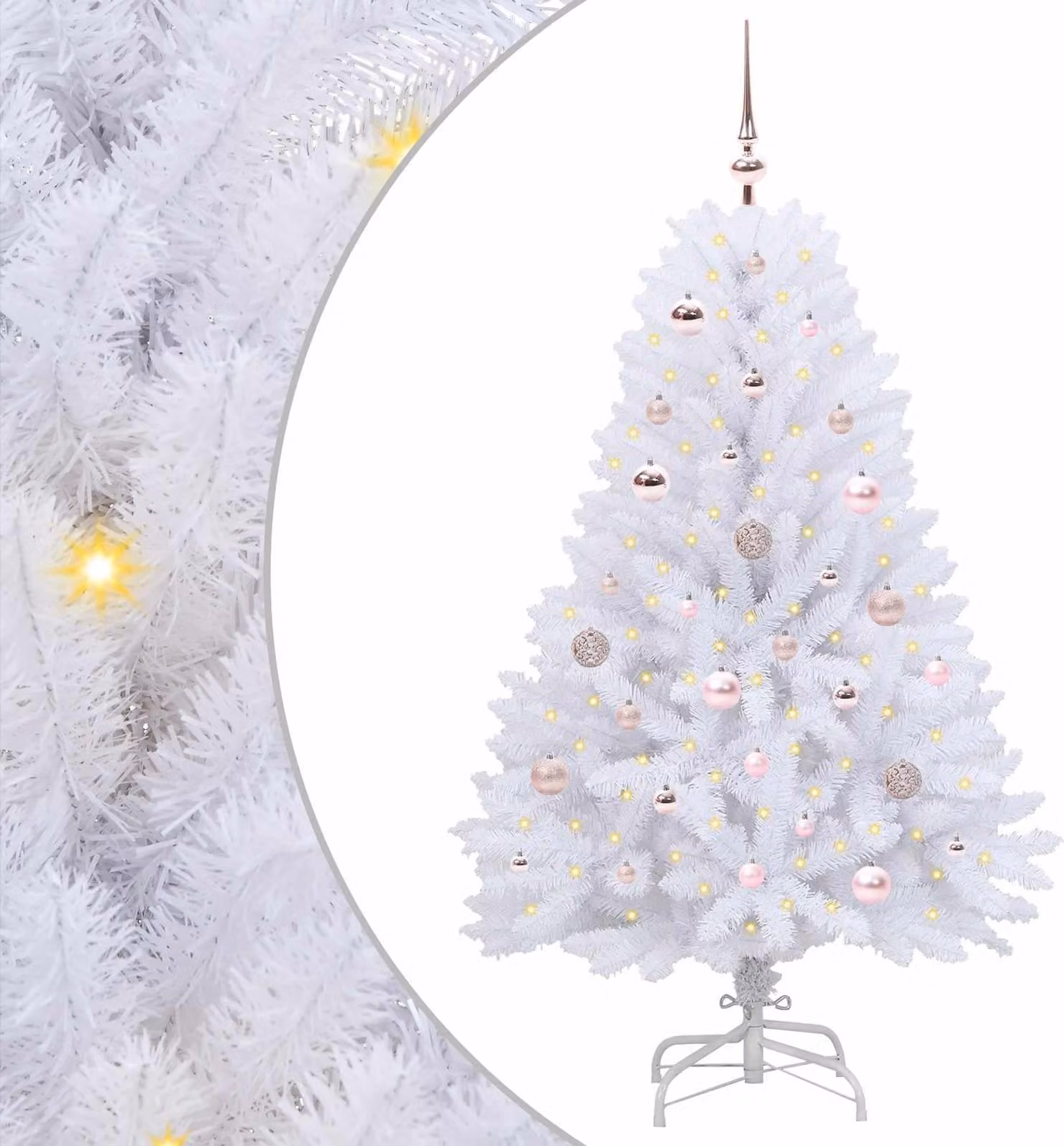 Albero di Natale Artificiale con Rami Pieghevoli Bianco 150 cm