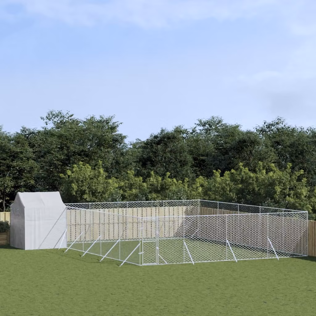 The Living Store Cuccia per cani da esterno con tetto Silver 10x10x2,5m Acciaio zincato