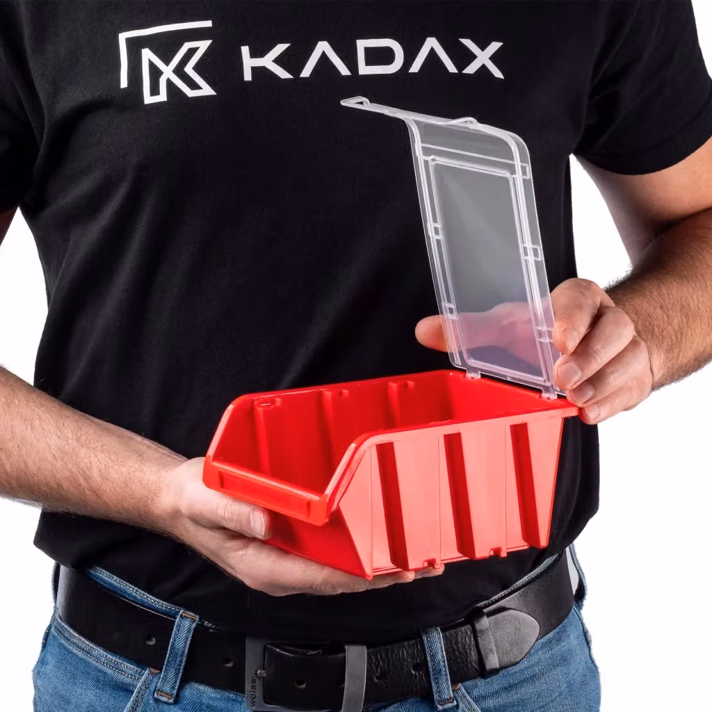 Vassoio organizer in plastica KADAX rosso trasparente per officina, L/P/H: 19,5 x 12,0 x 9,0 cm – 2