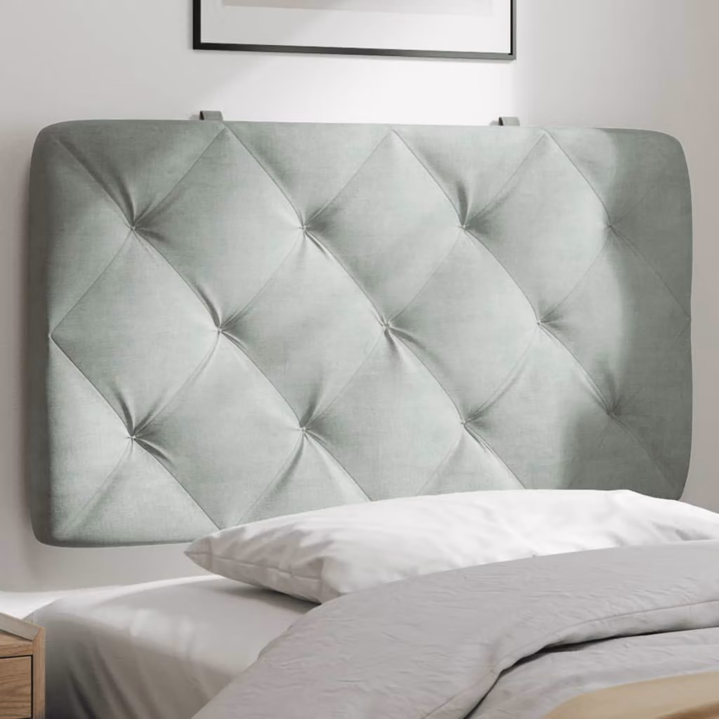 vidaXL Cuscino Testiera in Velluto Grigio Chiaro, Larghezza: 90 cm