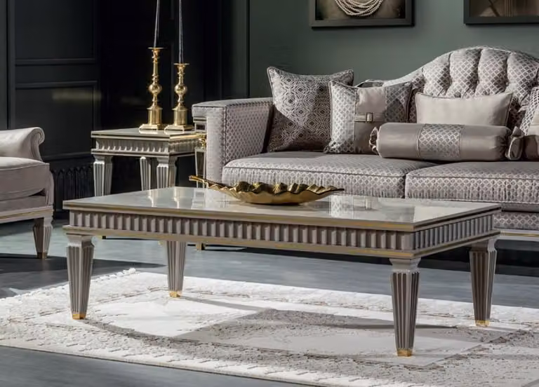 Couchtisch Weiß Beistelltisch Kaffeetisch Design Elegantes Wohnzimmer Tische