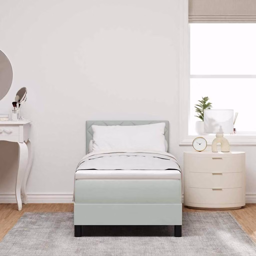 Maison Exclusive - Letto boxspring a LED con testiera grigio chiaro 80 x 200 cm in velluto