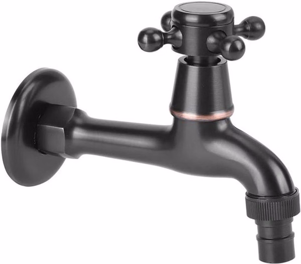 Rubinetto per acqua fredda da montare a parete, in ottone anticato nero, ideale per cucina, giardino e piscine