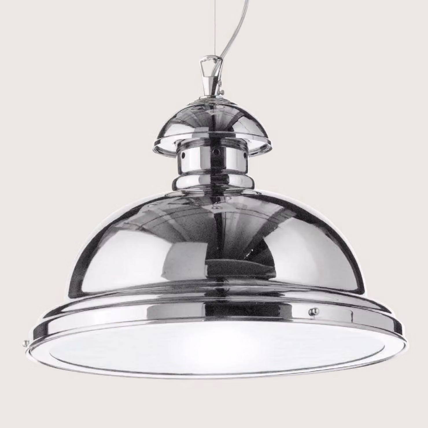 Cremasco Lampada a sospensione Scirocco, dimmerabile, Cromo / Argento, Soggiorno / Sala da pranzo, Metallo, Industriale, Lampada a sospensione