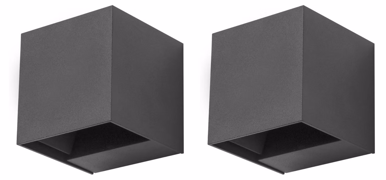 (Set di 2) Lampada da esterno LED C4 Rex - Potenza: 6,6 W, Luce calda, 244 lm, Grado di protezione IP54, Colore: Grigio