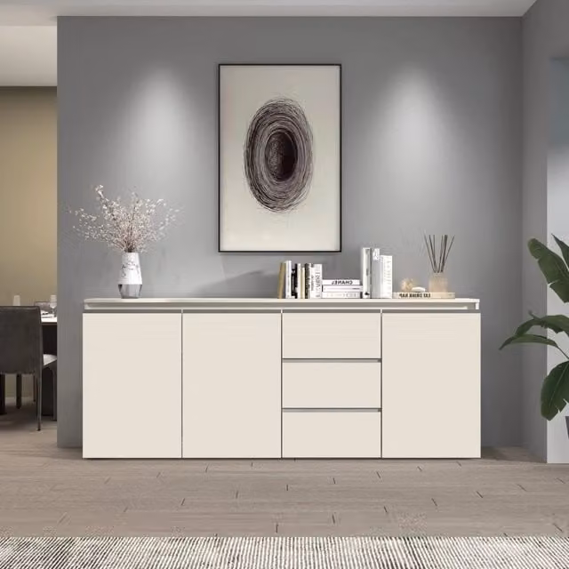 WHOUS Credenza Magic 3 ante e 3 cassetti centrali cashmere 200x40x80 cm