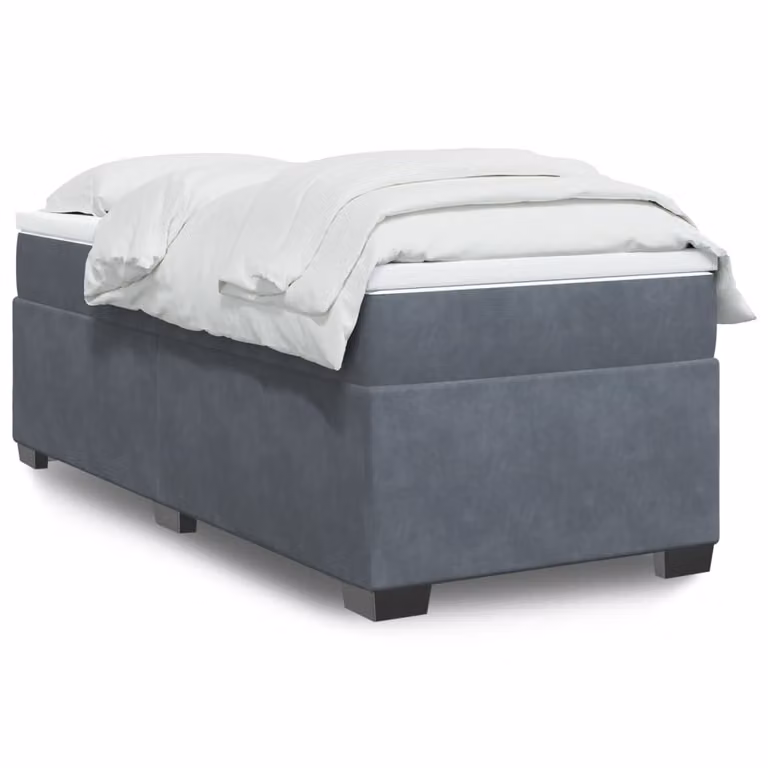 vidaXL Giroletto a Molle con Materasso Ibrido in Velluto Grigio, L 80 cm x P 200 cm